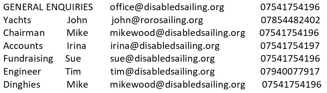 Contact details for Disabled Sailors Association